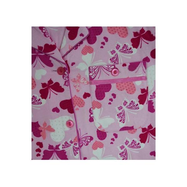 100% Cotton Flannel Button Up Womens Pyjama Sets With Piping And Long Pants