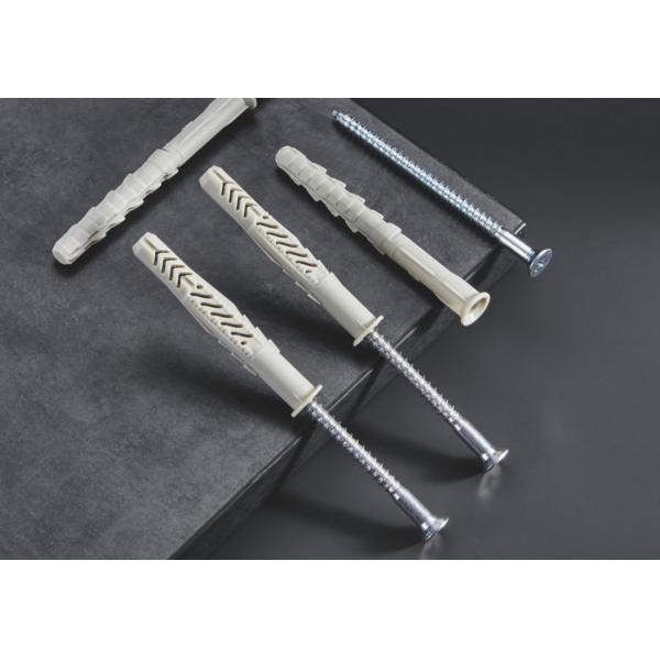 8x60mm Size Plastic Expansion Screw Household With Screw Gray Expanding Plastic Screw Anchors