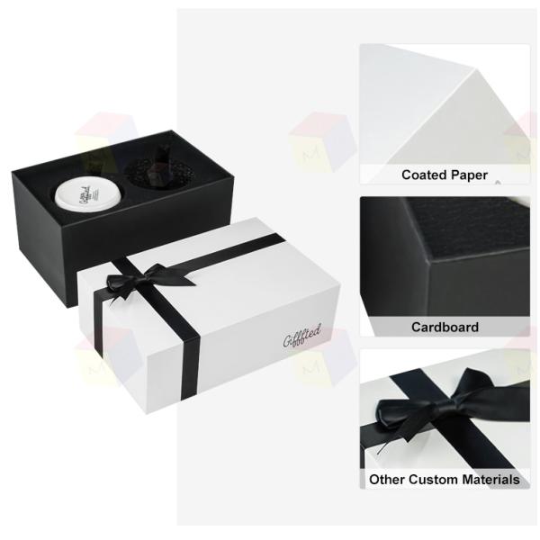 Fancy Luxury Hard Cardboard Packaging Ceramic Coffee Mug Gift Box With Foam Insert And Bowknot