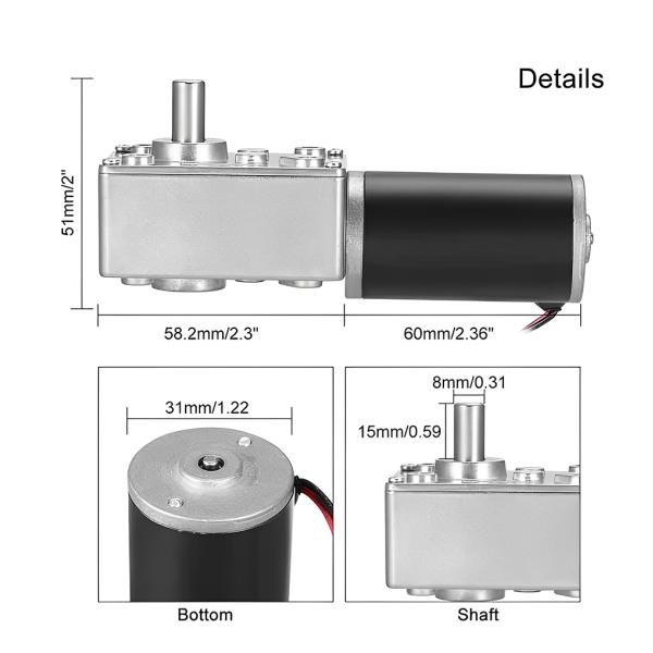 Faradyi Customizable Worm Gear Motor 12V 24V 300rpm High Torque Long Lifespan DC Motor With Encoder