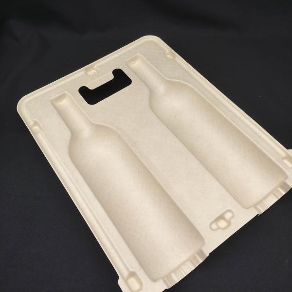 Double-bottle high-end red wine packaging made of virgin sugarcane pulp through pulp molding technology, which is environmentally friendly, shockproof