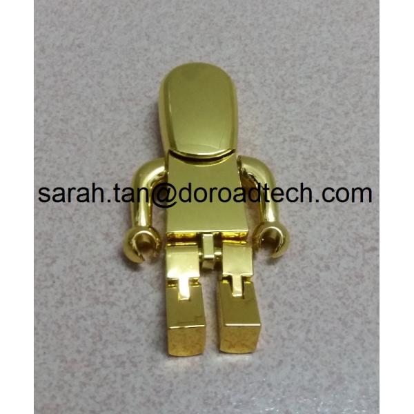 High Quality Metal Gold Robot USB Flash Drive, Gift USB Drives with Laser Printing Logo