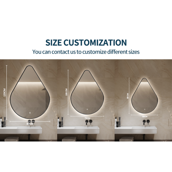 Teardrop LED Bathroom Mirror , LED Backlit Bathroom Vanity Mirror Wall Mounted