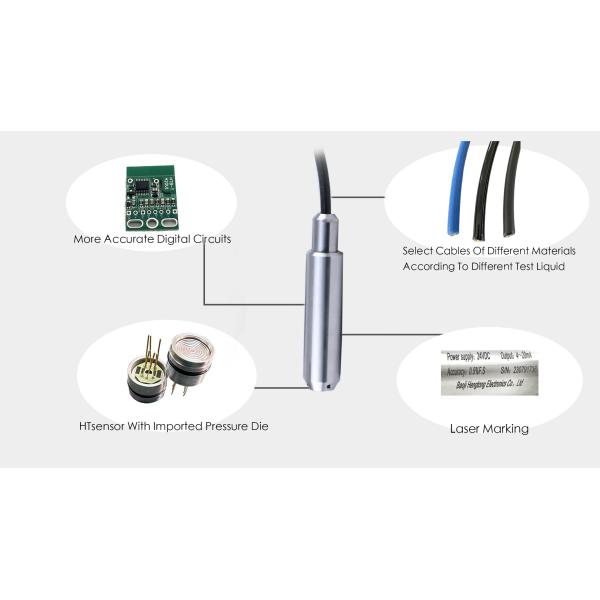 Stainless Steel Sumersible Liquid Level Transmitter Fuel Level Sensor OEM Pressure Transmitter