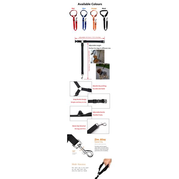 Eco Friendly Sewing Adjustable Straps Safety Dog / Cat Seat Strap Belt Adjustable
