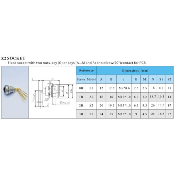 ECG M12 4 pin elbow contact for PCB with two nuts quick release connectors