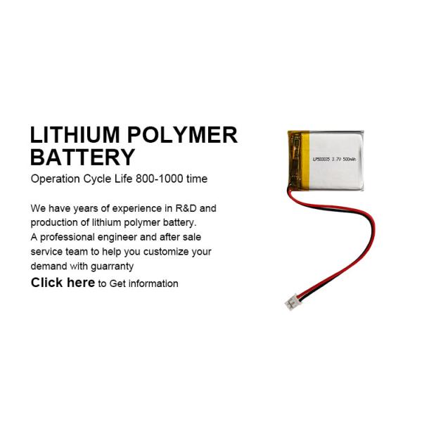 3.7v 500mah Lithium Polymer Battery Cell Polymer Lithium Battery Pack