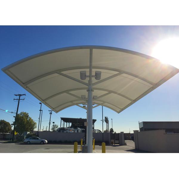 0.065mm Fabric Tent Shade Structure Sunshade PVDF PTFE Car Park Tension Membrane Structure