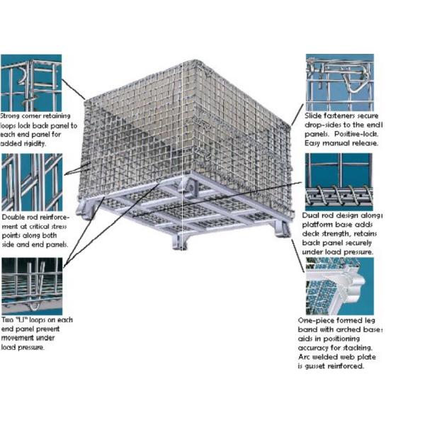 Custom Color Stackable Wire Mesh Container For Warehouse Storage
