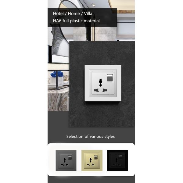 13A Power Socket Outlet , Villa 250V 3 Pin Socket With Switch