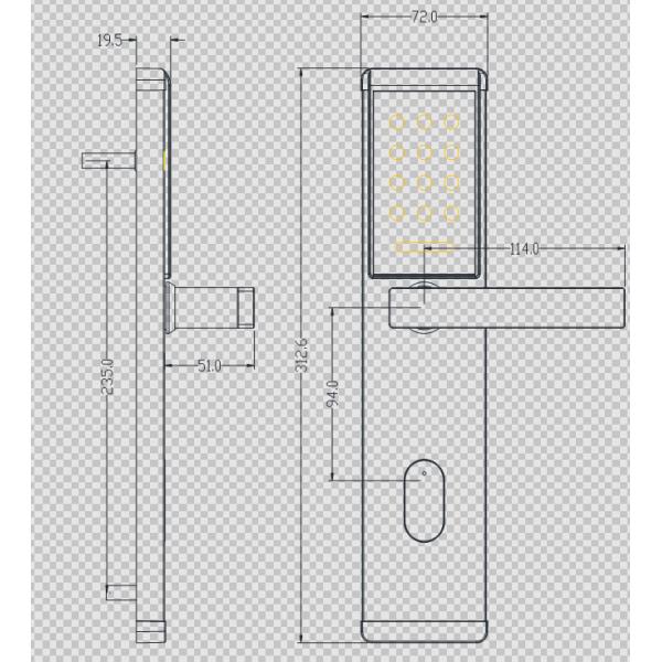 ROHS 200ma SS201 Hotel Key Card Door Locks Red Copper