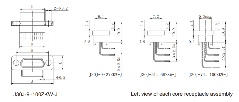 74 Pin Right Angle Micro Rectangular Connector with Metal Casing for PCB Mount Applications
