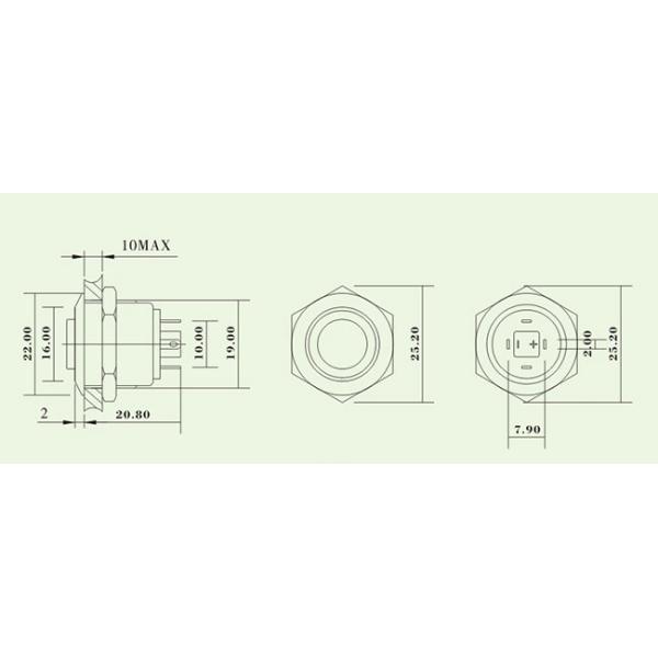 Panel Mount Round Push Button Light Switch Waterproof High Head With LED Light