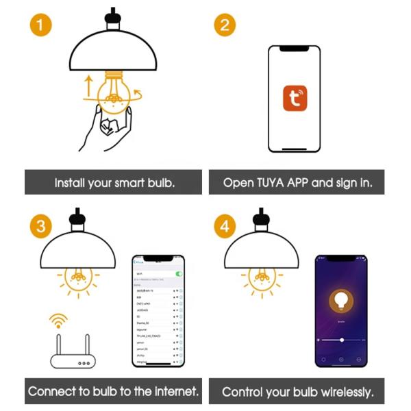 Wireless 6 Watt Smart Wifi LED Bulb CT 2700K Soft Warm White Voice Control Light Bulb