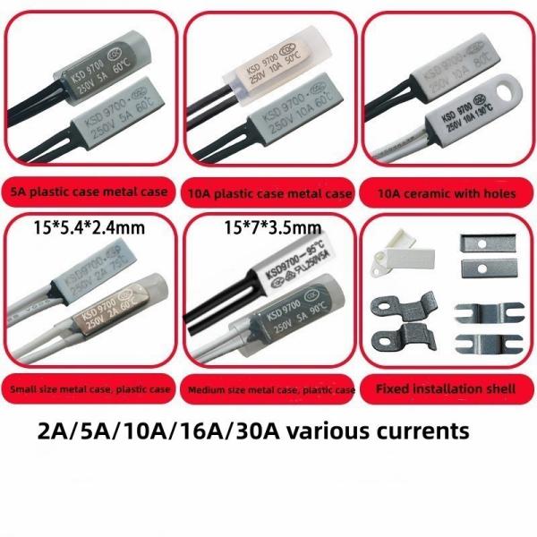 Ksd9700 Thermal Protector Plastic Case Normally Open Thermostat Temperature Resistant For Household