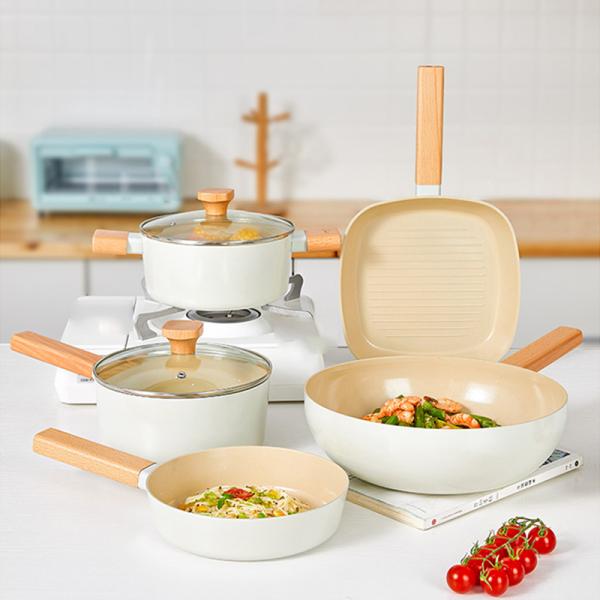 New Arrival Ceramic Coating Nonstick Cooking Pot Set Induction Cookware Cook Pot 7 Pcs Aluminum Non Stick Cookware Set