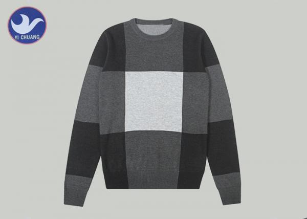 Buy Big Check Men's Knit Pullover Sweater Black And White Casual Knitted Clothes at wholesale prices