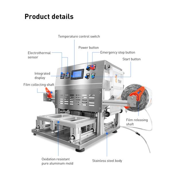 Semi-automatic table top fast food box tray sealing machine tray sealer