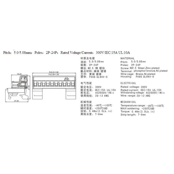 RD2EDG-KR-5.0 5.08 Plug In Terminal Block Easy Wiring And Operation