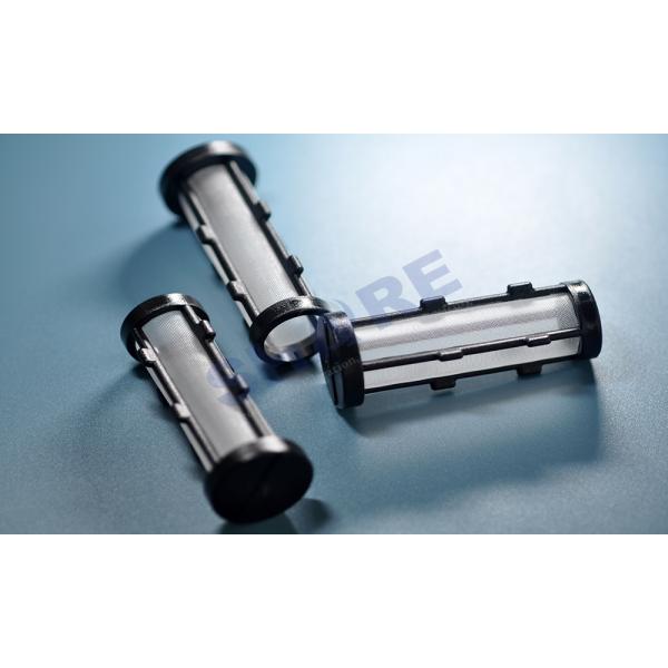 Ultrasonic-slitting woven filter mesh ribbons and tubes for injection molding