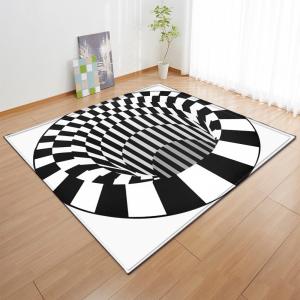 China New 3D three-dimensional large carpet door mat, black and white vortex living room large square floor mat on sale