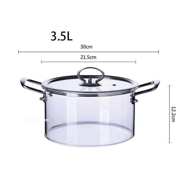 Clear Double Ear Borosilicate Pyrex Glass Cooking Pots
