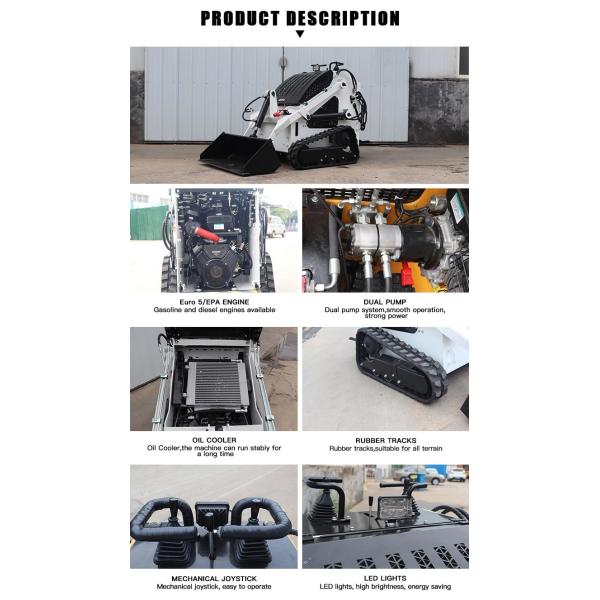 Diesel Crawler Wheel Mini Skid Steer Loader Earthmoving 500kg 400kg