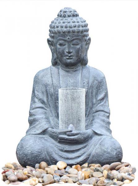 Buy Cyan Stone Sitting Buddha Water Fountain For Home / Asian Water Fountains at wholesale prices