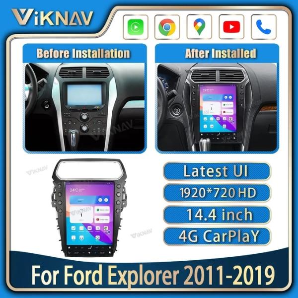 14.4 Inch Touch Screen Car radio For 2011--2019 Ford Explorer GPS Navigation Multimedia Player Wireless Carplay BT 4G