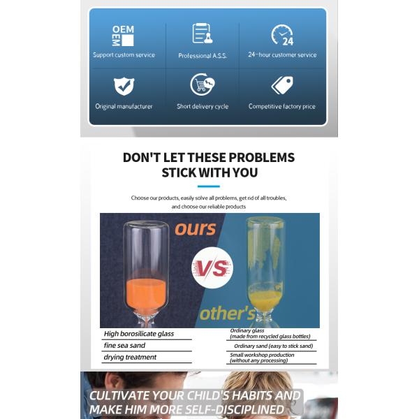 30 Second 1 2 3 Minute Hourglass Sand Timer Clock Custom Color