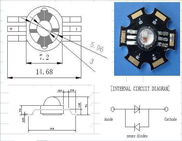 9W high power led module with R 2.2V - 2.8V / G 3V - 3.6V / B 3V - 3.6V