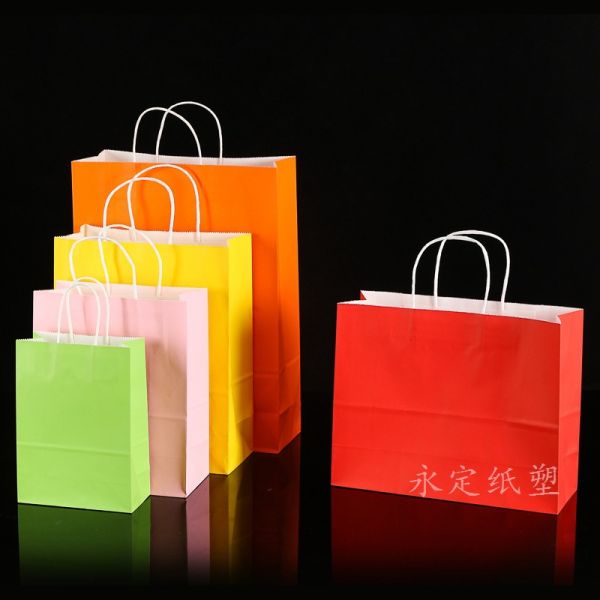Industrial Surface Packaging Kraft Paper Gift Bag with Handle Customized Logo Printing