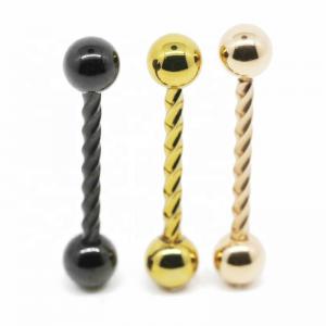 Quality Gold Black Tongue Ring Piercing 14G 16mm Rose Gold Screw Barbell for sale
