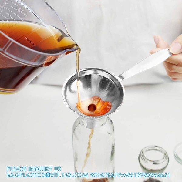 Funnels For Filling Bottles, 3 Pcs Stainless Steel Kitchen Funnel Set With Long Handle, Food Grade Mini Metal Funnel