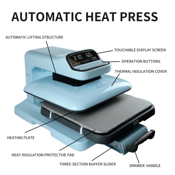 Intelligent Touch Panel Heat Transfer Machine Auto Press Auto Release Heat Press Printer With Pull Out Skateboard