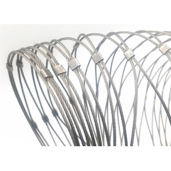 High Tensile Strength 7x7 / 7x19 316 Knitted Wire Mesh Animal Enclosure With Ferrules