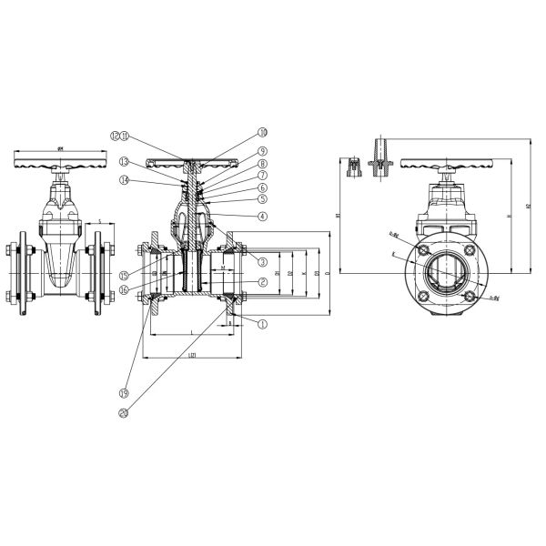 3 Inch PN16 Manual Cast Iron Water Pressure Reducing Resilient Seated Gate Valve