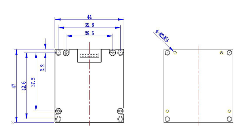ADIS16488 IMU Accelerometer Gyro sensor unit showing compact design and connection ports