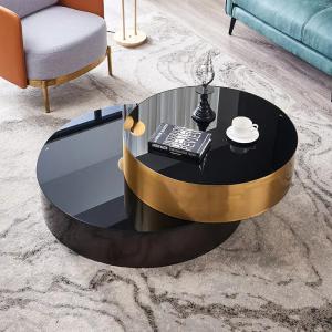 China Toughened Glass Living Room Hotel Coffee Table Modern Stainless Steel on sale