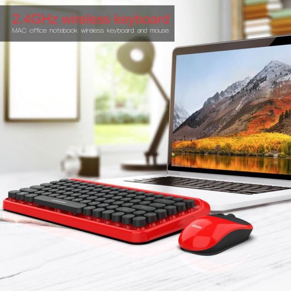 Wireless Keyboard Combo Mini Portable 84-Key Typewriter Keyboard and 3D mouse Compatible with Android Windows PC Tablet