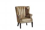 Wooden Legs Leather Wingback Chair , High Back Living Room Chair Water Wash