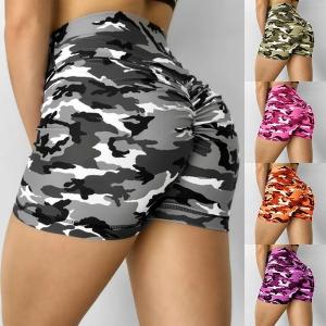 Quality Multi color Camo Yoga Shorts Tights Hip Lifting Scrunch Booty Gym Workout Buttocks Pants for sale