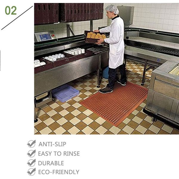 Anti- Slip Rubber Floor Mat With Interlocking Part Commercial Grade Grease Resistant Non-Slip Recycle Floor Mats