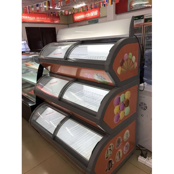 3 Layers Popsicle Ice Cream Display Freezer Static Cooling Red Color