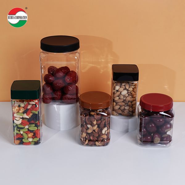 Clear Square Plastic Jar With Lids