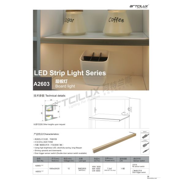 Modern Furniture LED Shelf Light Kit with Recessed Style Clip Mounting A2600
