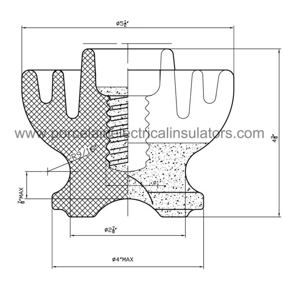 ANSI Standard 55-4 Pin Type Insulators Brown Color With Radio Free Glaze