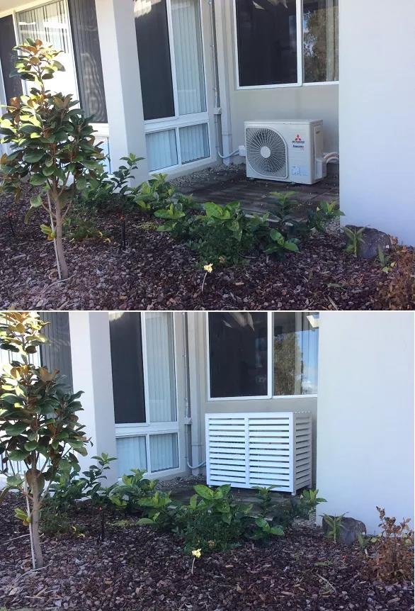 Waterproof WPC Outdoor AC Unit Cover UV Resistance Exterior Air Conditioner Cover 1050mm