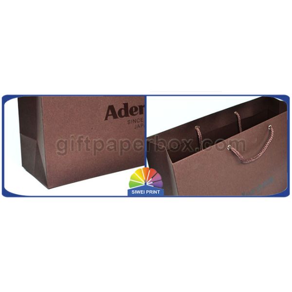 Logo Dark Brown custom printed paper shopping bags with handles of PP