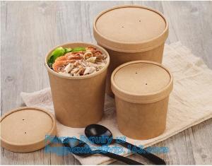 China paper soup cups with paper lids hot soup kraft paper cup,disposable kraft paper soup cup with paper lid,bagease package on sale